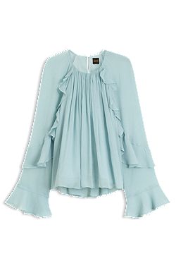 Regular-fit blouse in light Creponne fabric