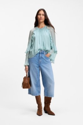 Boss Regular-fit blouse in light Creponne fabric blusar dam – bild 2