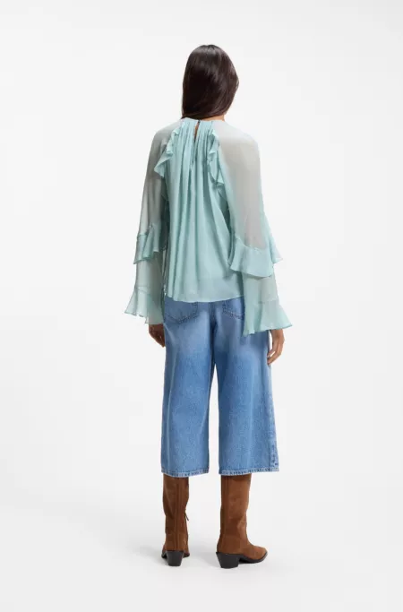 Blusa regular fit en tejido Creponne ligero