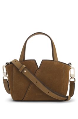 BOSS - BOSS Revers mini tote bag in suede - Brown