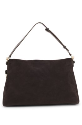 Faux-suede shoulder bag with fold-over design 3