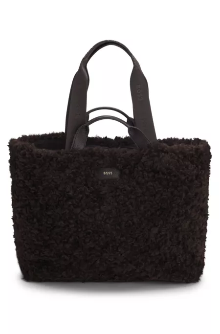 Teddy tote bag with metallic logo lettering