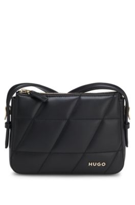 Crossbody bag in quilted faux leather, Black