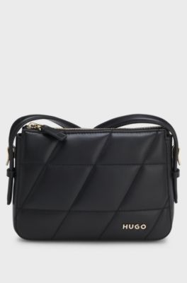Crossbody bag in quilted faux leather, Black
