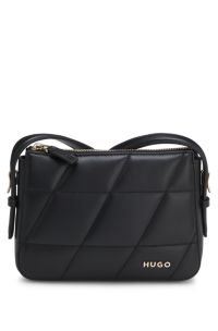 Crossbody bag in quilted faux leather, Black