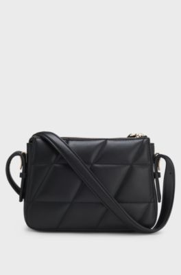 Crossbody bag in quilted faux leather, Black