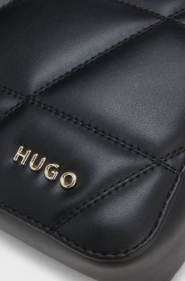 Crossbody bag in quilted faux leather, Black