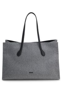Tote bag with black enamelled logo detail, Grey