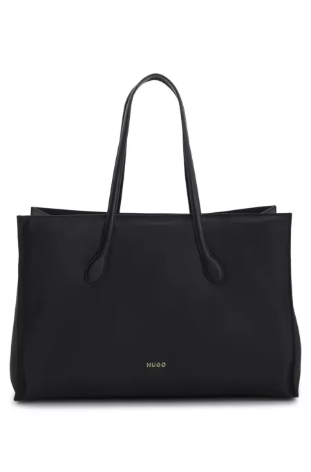 Structured twill tote bag with metal logo