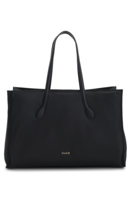 Structured twill tote bag with metal logo