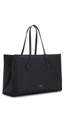 Hugo Structured twill tote bag with metal logo shoppingväskor & totes dam – bild 4