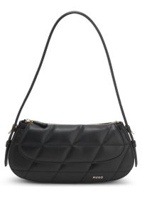 Quilted faux-leather bag with adjustable handle, Black