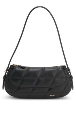 Quilted faux-leather bag with adjustable handle