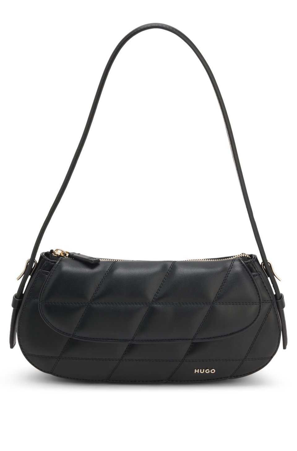 Quilted faux-leather bag with adjustable handle