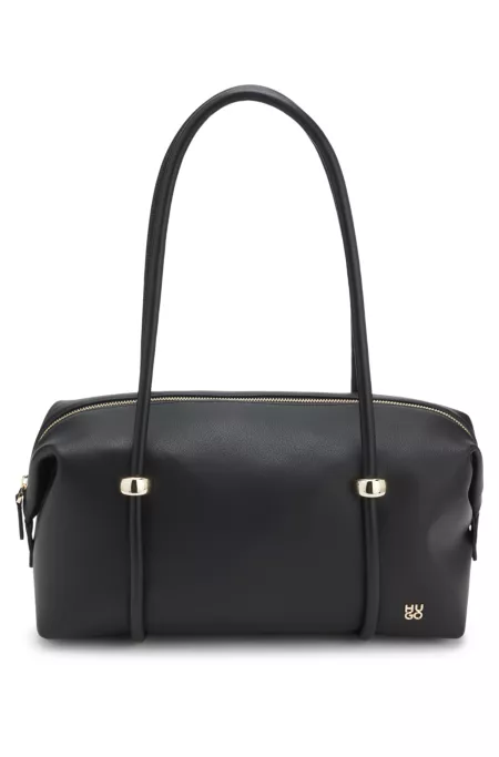 Sac en similicuir grainé avec garnitures en métal doré