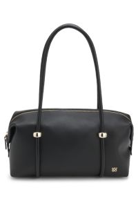 Grained faux-leather bag with gold-tone hardware, Black