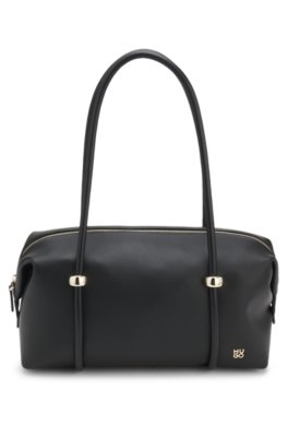 Grained faux-leather bag with gold-tone hardware