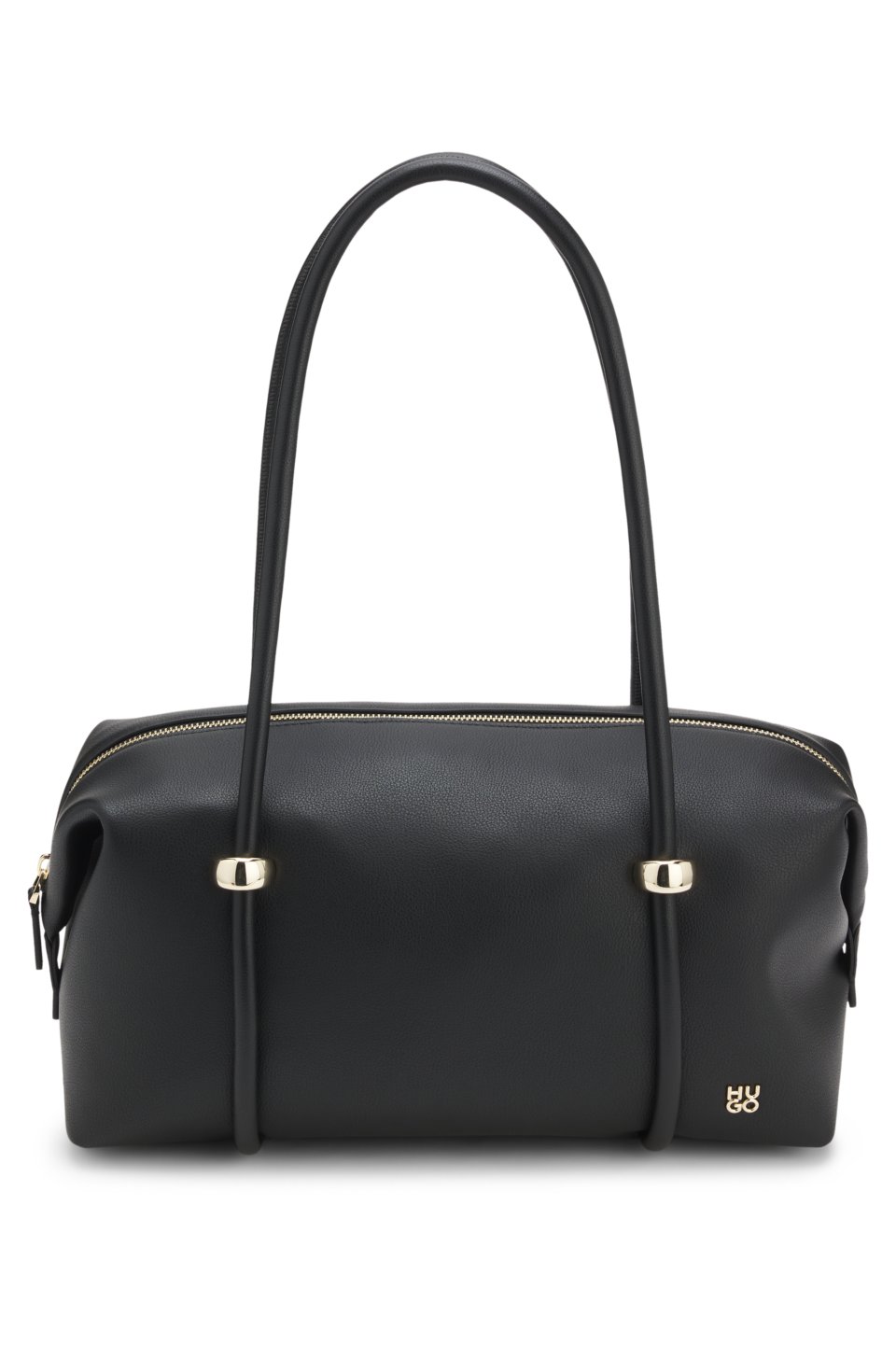 Grained faux-leather bag with gold-tone hardware