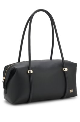 Grained faux-leather bag with gold-tone hardware 4