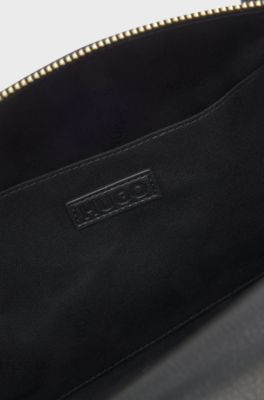 Grained faux-leather bag with gold-tone hardware, Black