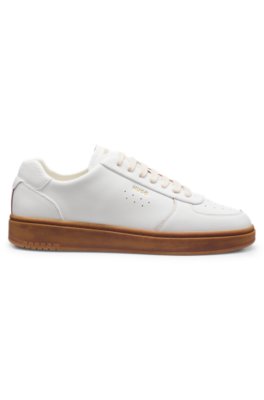 Hugo Grained leather trainers with gold-foil branding låga sneakers herr – bild 3