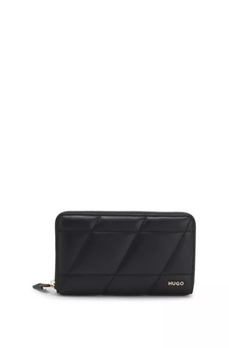 Ziparound wallet in quilted faux leather
