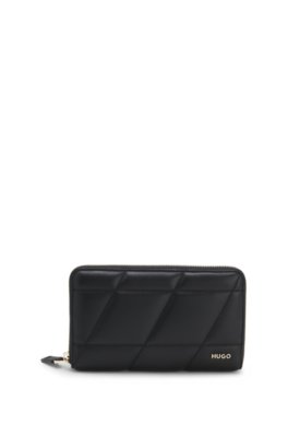Ziparound wallet in quilted faux leather