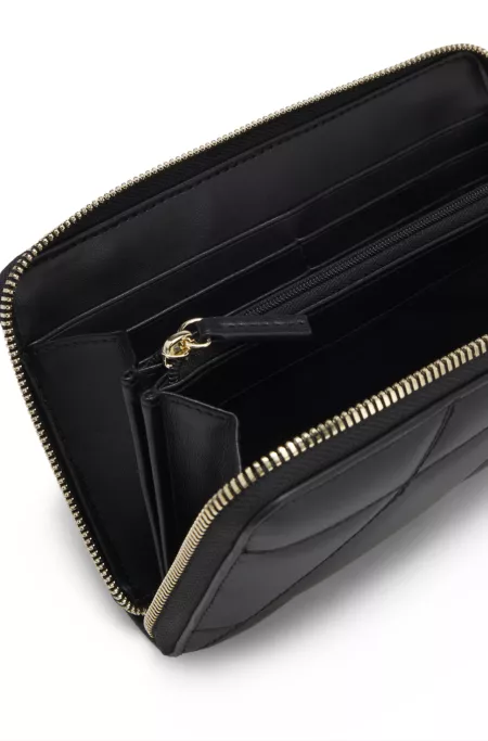 Ziparound wallet in quilted faux leather