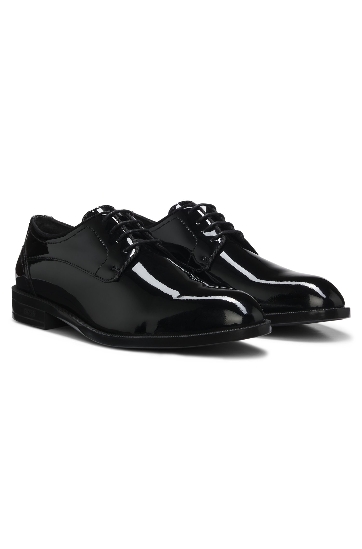 Boss Patent-leather Derby shoes with ornamental stitching snörskor herr