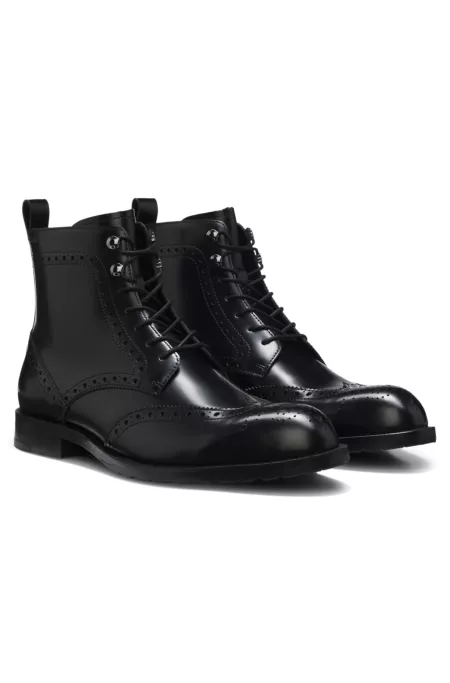 Formal lace-up boots in brushoff leather