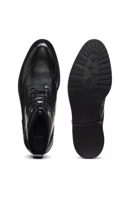 Formal lace-up boots in brushoff leather