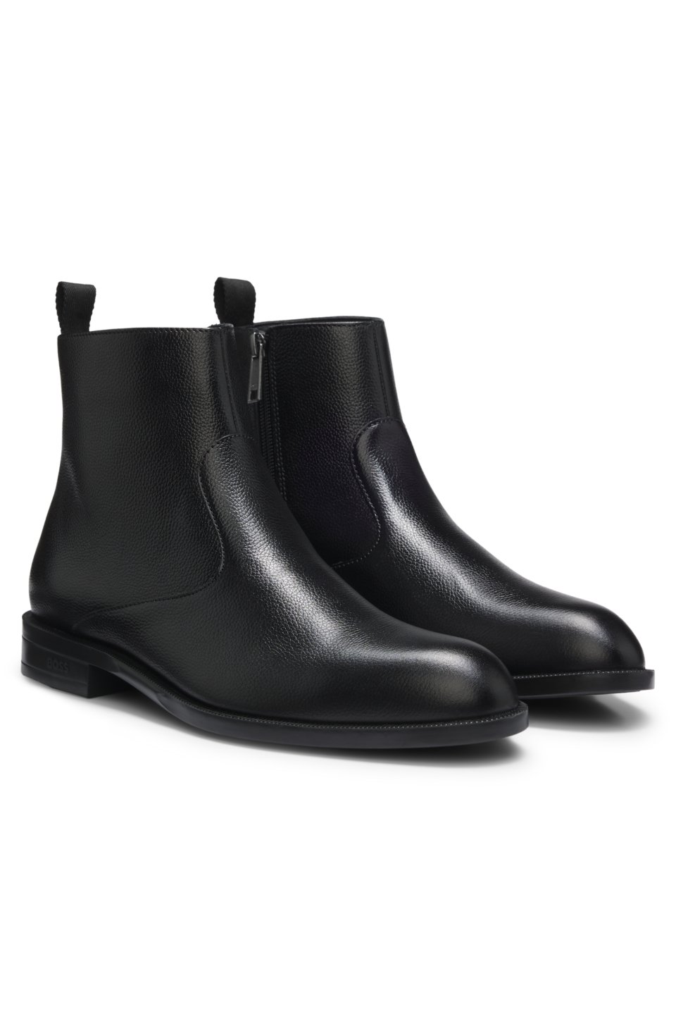 Grained-leather boots with side zip