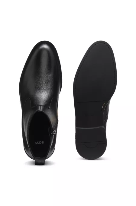 Grained-leather boots with side zip