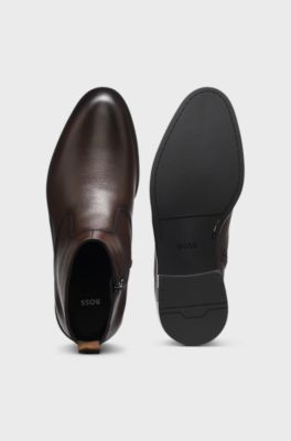 Stivali in pelle martellata con zip laterale, Marrone scuro