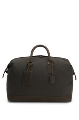 BOSS BY BECKHAM holdall with suede trims, Olive