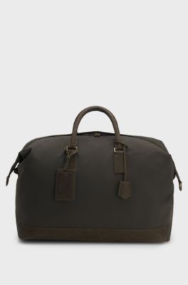 BOSS BY BECKHAM holdall with suede trims, Olive