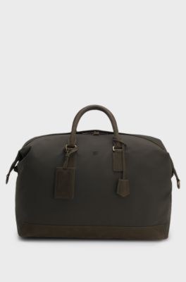 BOSS BY BECKHAM holdall with suede trims, Olive