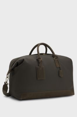 BOSS BY BECKHAM holdall with suede trims, Olive