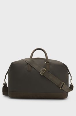 BOSS BY BECKHAM holdall with suede trims, Olive