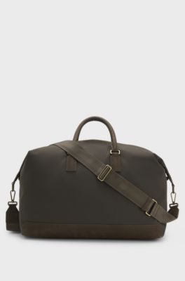 BOSS BY BECKHAM holdall with suede trims, Olive