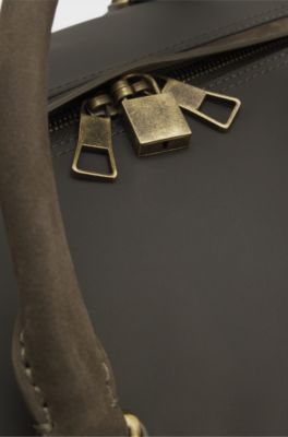 BOSS BY BECKHAM holdall with suede trims, Olive