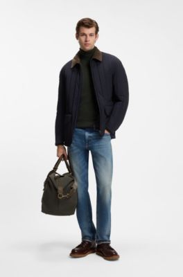 BOSS BY BECKHAM sac de voyage avec finitions en cuir su&eacute;d&eacute;, Olive