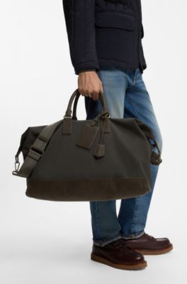 BOSS BY BECKHAM holdall with suede trims, Olive