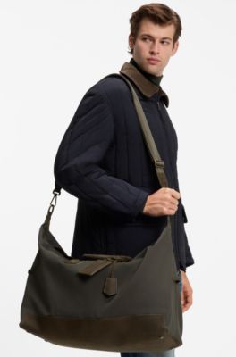 BOSS BY BECKHAM holdall with suede trims, Olive