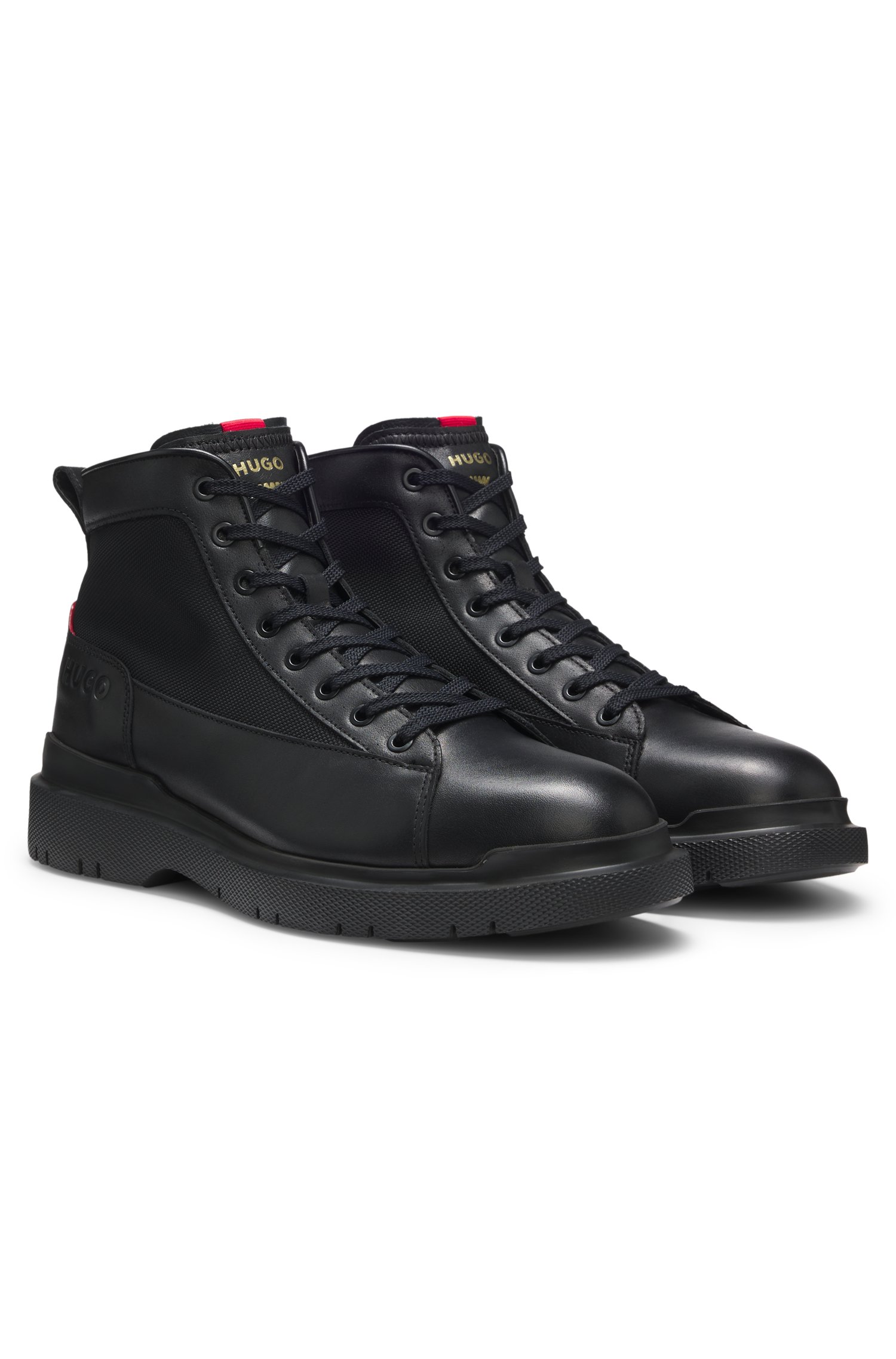 Hugo Half boots in leather with textured panels herr