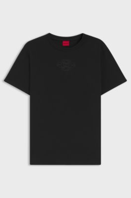 Katoenen T-shirt met logostiksel, Zwart