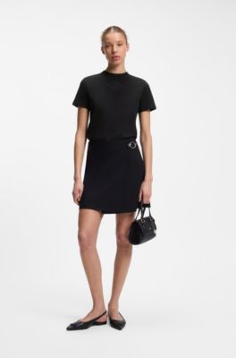 Cotton T-shirt with embroidered logo, Black