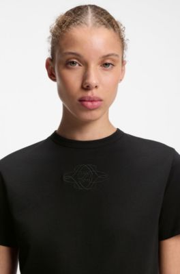 Cotton T-shirt with embroidered logo, Black
