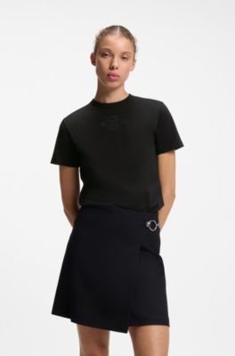 Cotton T-shirt with embroidered logo, Black