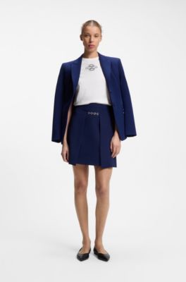 Cotton T-shirt with embroidered logo, Natural